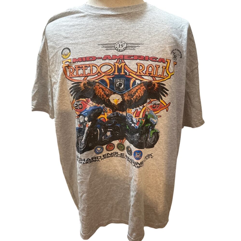 2007 MidAmerica Freedom Rally TShirt 2XL Eagle Motorcycles POW MIA Patriotic USA